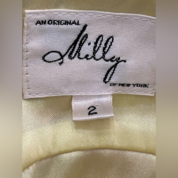 Milly of New York Pink Green Gold Brocade Lurex Sparkle Sheath Midi Dress Sz 2 - Picture 6 of 7